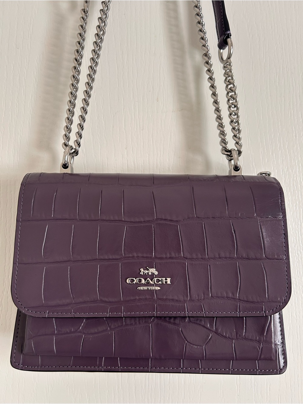 Coach Klare Purple Croc Leather Bag